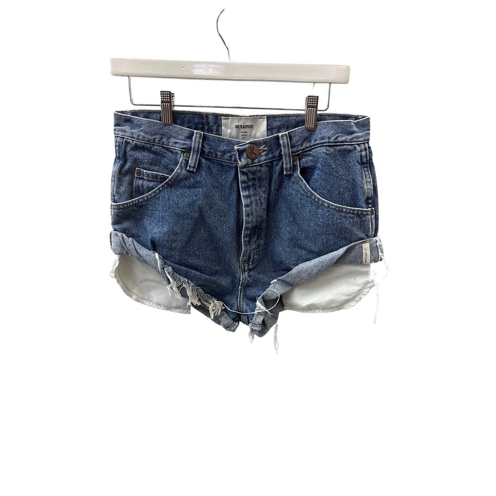 NWT One Teaspoon Sz Small Mid Wash Vintage Bandits Cuffed Blue Denim Jean Shorts